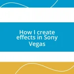 How I create effects in Sony Vegas