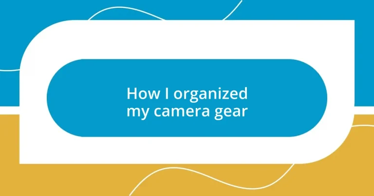 How I organized my camera gear